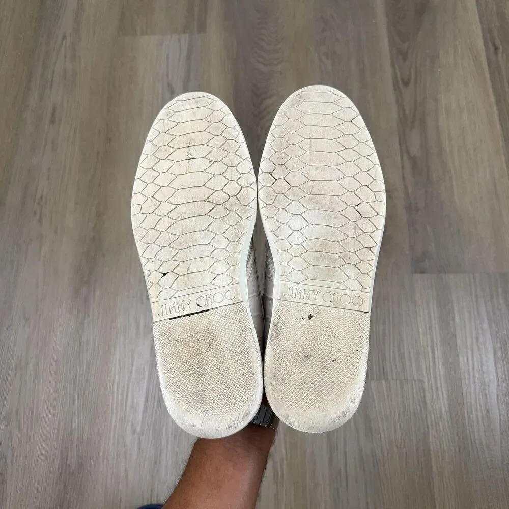 Jimmy Choo Shoes Mens Size 42 Beige Leather Croc Embossed Slip On Designer